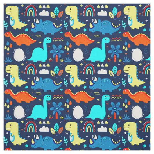 Niedliche Dinosaurier & Regenbows Zeichnungen Stoff (Muster)