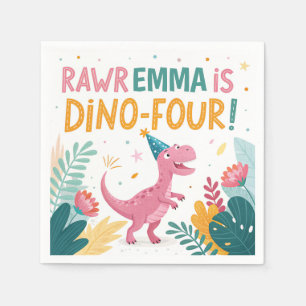 Niedliche Dinosaurier Roar Girl Geburtstagsparty N Serviette