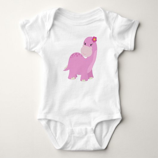 Niedliche Dinosaurier, rosa Dinosaurier, Girl Dino Baby Strampler (Vorderseite)