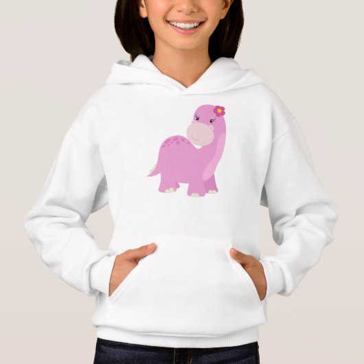 Niedliche Dinosaurier, rosa Dinosaurier, Girl Dino Hoodie (Vorderseite)