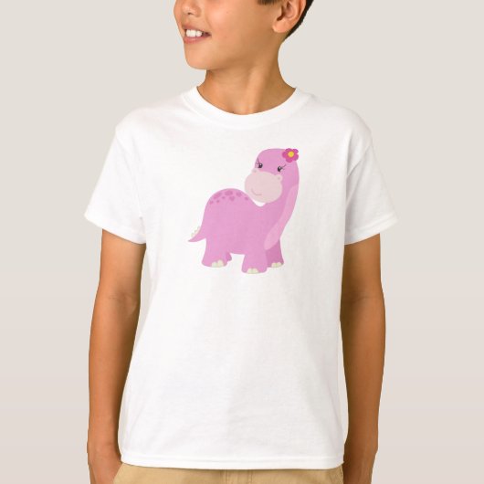 Niedliche Dinosaurier, rosa Dinosaurier, Girl Dino T-Shirt (Vorderseite)