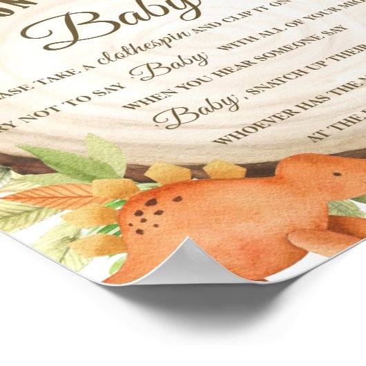 Niedliche Dinosaurier Sage kein Baby Clothespin Ga Poster (Ecke)