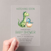 Niedliche Dinosaurier Schläge Bald Babydusche Acryleinladungen (Insitu (Handheld))