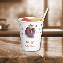 Niedliche Dinosaurier Schläge Girl Baby Duschpapie Pappbecher