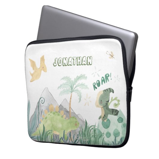 Niedliche Dinosaurier-Schule Laptopschutzhülle (Vorderseite Links)