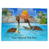 Niedliche Dinosaurier Sondertext Große Geschenktas Große Geschenktüte (Rückseite)