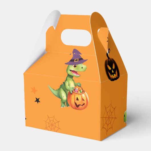 Niedliche Dinosaurier spielen Kürbistrick oder Lec Geschenkschachtel (Vorderseite)