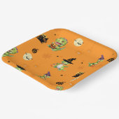 Niedliche Dinosaurier spielen Kürbistrick oder Lec Pappteller (Gewinkelt)