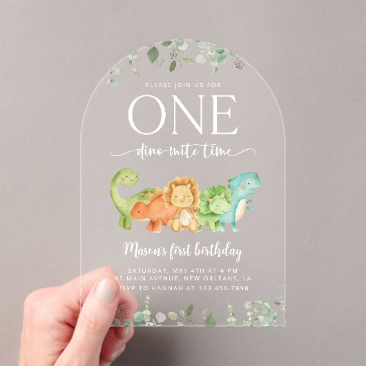 Niedliche Dinosaurier, T-Rex, Jurassic, erster Geb Acryleinladungen (Insitu (Handheld))