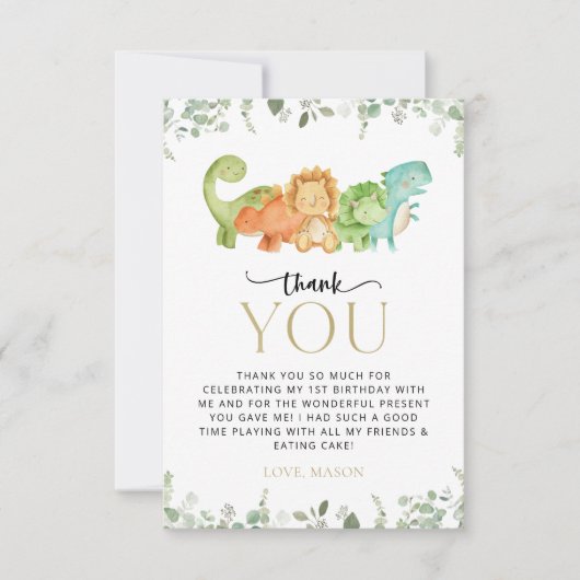 Niedliche Dinosaurier, T-Rex, Jurassic, erster Geb Dankeskarte (Vorderseite)