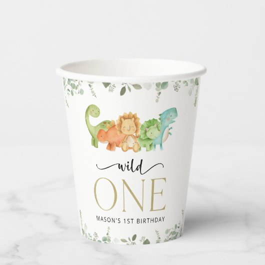 Niedliche Dinosaurier, T-Rex, Jurassic, erster Geb Pappbecher (Vorderseite)