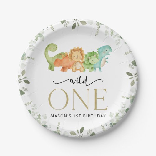 Niedliche Dinosaurier, T-Rex, Jurassic, erster Geb Pappteller (Vorderseite)