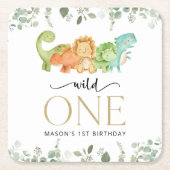 Niedliche Dinosaurier, T-Rex, Jurassic, erster Geb Rechteckiger Pappuntersetzer (Vorderseite)