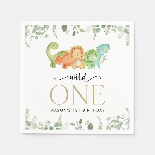 Niedliche Dinosaurier, T-Rex, Jurassic, erster Geb Serviette (Vorderseite)