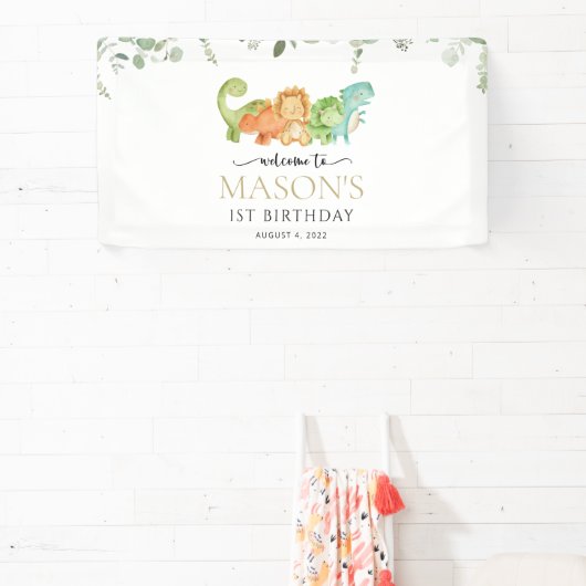 Niedliche Dinosaurier, T-Rex, Jurassic, Geburtstag Banner (InSitu)