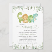 Niedliche Dinosaurier, T-Rex, Jurassik, Babydusche Einladung (Vorderseite)