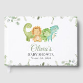 Niedliche Dinosaurier, T-Rex, Jurassik, Babydusche Gästebuch (Vorderseite)