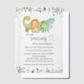 Niedliche Dinosaurier, T-Rex, Jurassik, Babydusche Pergament Einladungen (Versetzt)