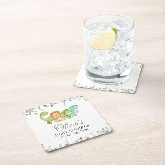 Niedliche Dinosaurier, T-Rex, Jurassik, Babydusche Rechteckiger Pappuntersetzer (Vor Ort)