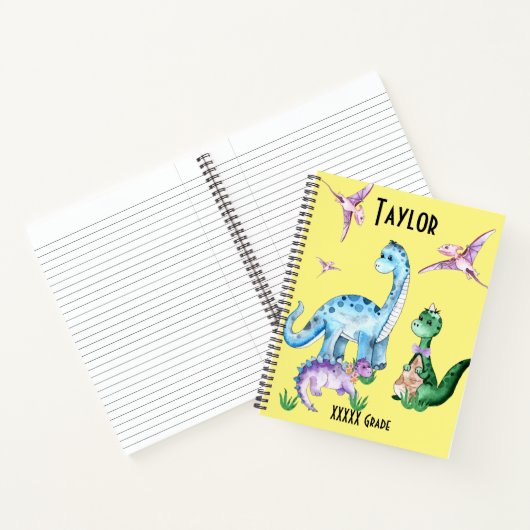 Niedliche Dinosaurier T-Rex Name Spiral Notebook Notizblock (Innenseite)