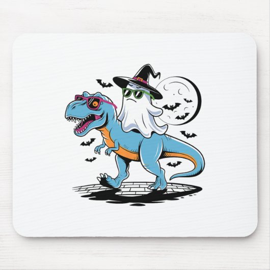 Niedliche Dinosaurier T Rex und Geist zu Halloween Mousepad (Vorne)