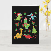 Niedliche Dinosaurier T-Rex Weihnachtszuchtfamilie Karte (Gelbe Blume)