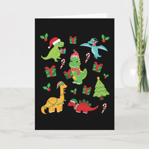Niedliche Dinosaurier T-Rex Weihnachtszuchtfamilie Karte