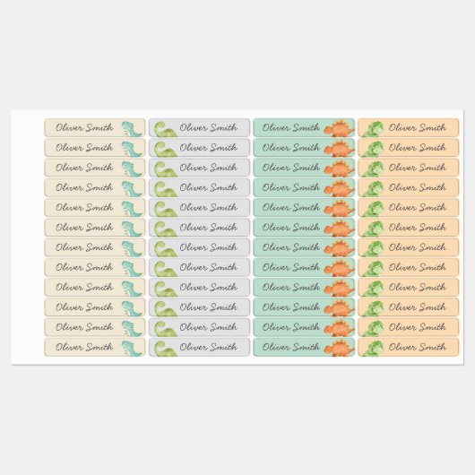 Niedliche Dinosaurier Tagesstätte Name Kleidung Etiketten (Blatt)