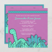 Niedliche Dinosaurier-Thema-Baby-Dusche - lila Einladung (Vorne/Hinten)