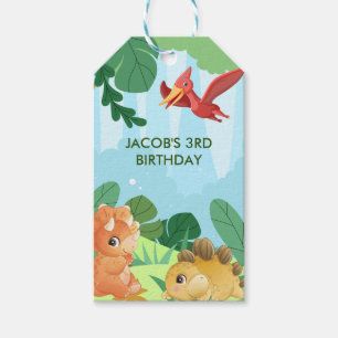 Niedliche Dinosaurier Thema Geburtstagsparty Geschenkanhänger