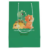 Niedliche Dinosaurier Thema Geburtstagsparty Mittlere Geschenktüte (Rückseite)