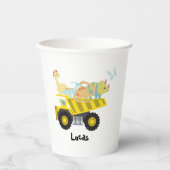 Niedliche Dinosaurier-Traktorschule Geburtstag Pappbecher (Vorderseite)