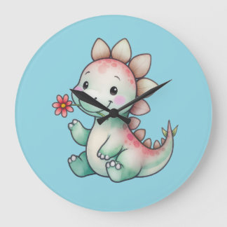 Niedliche Dinosaurier-Uhr - Stegosaurus Große Wanduhr