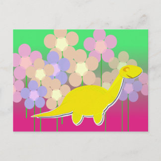 Niedliche Dinosaurier und Blume Postkarte