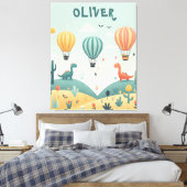 Niedliche Dinosaurier und Heißluftballons Leinwanddruck (Insitu (Schlafzimmer))