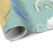 Niedliche Dinosaurier- und Kaktus-Muster für Kinde Geschenkpapier (Rolleneckpunkt)