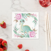 Niedliche Dinosaurier und Pink Peony Baby Dusche Serviette (Beispiel)