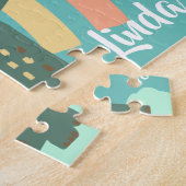 Niedliche Dinosaurier und Regenbogen Farbenfrohe K Puzzle (Seite)