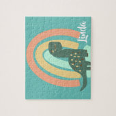 Niedliche Dinosaurier und Regenbogen Farbenfrohe K Puzzle (Vertikal)