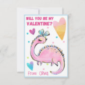 Niedliche Dinosaurier Valentine Karte für Kinder S (Vorderseite)