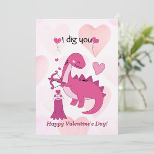 Niedliche Dinosaurier-Valentinstag-Karte für Kinde Feiertagskarte