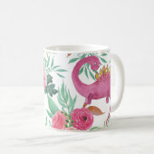 Niedliche Dinosaurier Vintages Blumenmuster Kaffeetasse (VorderseiteRechts)
