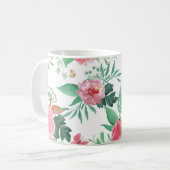 Niedliche Dinosaurier Vintages Blumenmuster Kaffeetasse (Vorderseite Links)