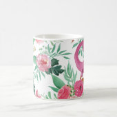 Niedliche Dinosaurier Vintages Blumenmuster Kaffeetasse (Mittel)