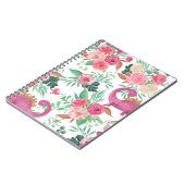 Niedliche Dinosaurier Vintages Blumenmuster Notizblock (Linke Seite)