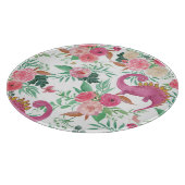 Niedliche Dinosaurier Vintages Blumenmuster Schneidebrett (Ecke)