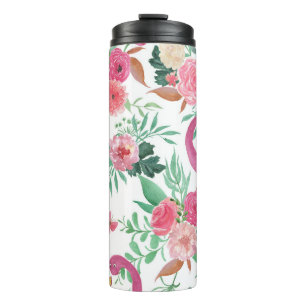 Niedliche Dinosaurier Vintages Blumenmuster Thermosbecher