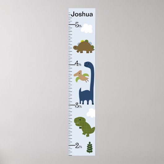 Niedliche Dinosaurier Wachstumsdiagramm Behalten a Poster (Vorne)