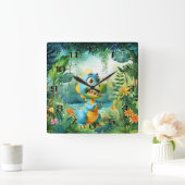 Niedliche Dinosaurier-Wall-Uhr Quadratische Wanduhr (Zuhause)