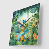 Niedliche Dinosaurier-Wall-Uhr Quadratische Wanduhr (Winkel)